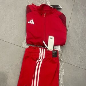 Women Adidas Bold Red Tracksuit with White Accents size medium
